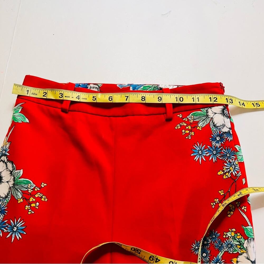 Zara Red Floral Hi arise Crop Pants Size XS Red - Picture 10 of 12